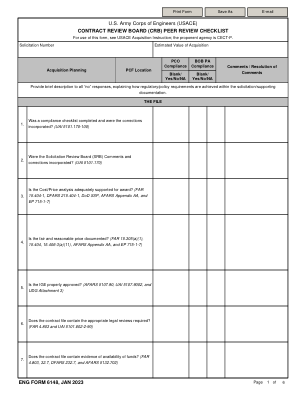 美国陆军工程兵团 (USACE) 合同审查委员会 (CRB) 同行评审检查表